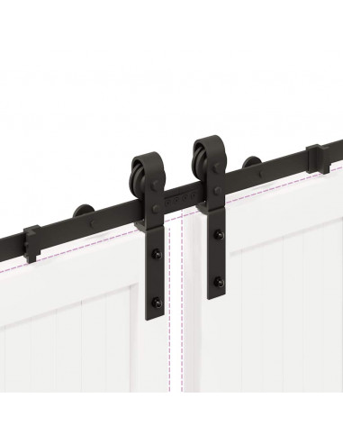 Kit di Binari per Porte Scorrevoli 183 cm Acciaio Nero