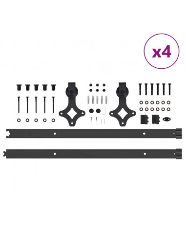 Kit di Binari per Porte Scorrevoli 152,5 cm Acciaio Nero