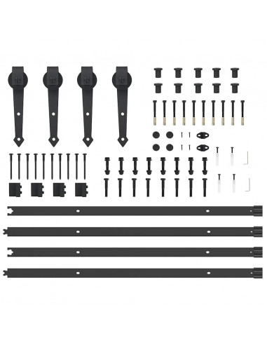 Kit di Binari per Porte Scorrevoli 213,5 cm Acciaio Nero