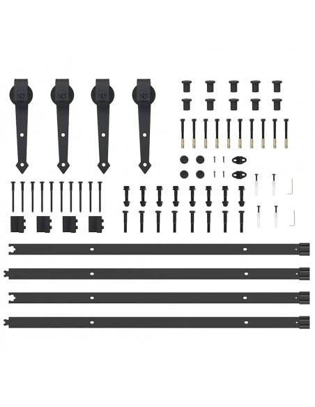 Kit di Binari per Porte Scorrevoli 213,5 cm Acciaio Nero