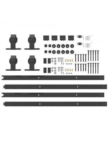 Kit di Binari per Porte Scorrevoli 183 cm Acciaio Nero