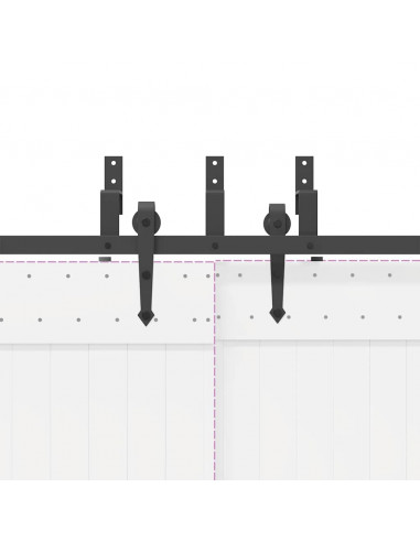 Kit di Binari per Porte Scorrevoli 213,5 cm Acciaio Nero