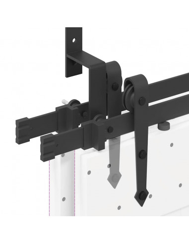 Kit di Binari per Porte Scorrevoli 213,5 cm Acciaio Nero