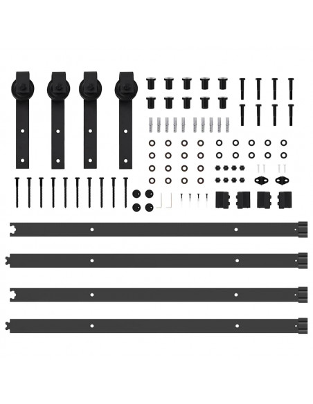 Kit di Binari per Porte Scorrevoli 213,5 cm Acciaio Nero