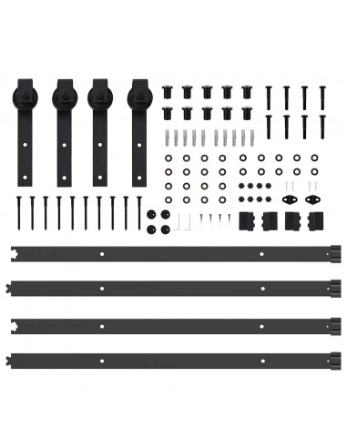 Kit di Binari per Porte Scorrevoli 213,5 cm Acciaio Nero