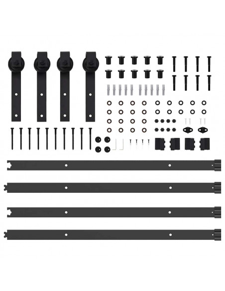 Kit di Binari per Porte Scorrevoli 213,5 cm Acciaio Nero