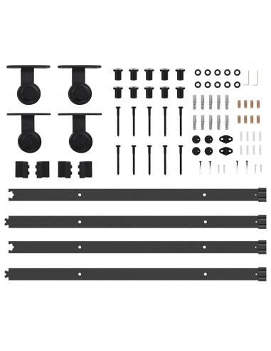 Kit di Binari per Porte Scorrevoli 213,5 cm Acciaio Nero