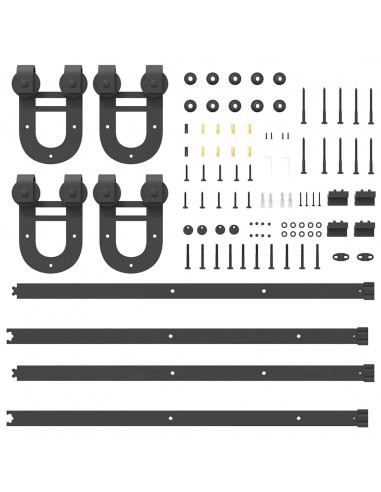 Kit di Binari per Porte Scorrevoli 183 cm Acciaio Nero
