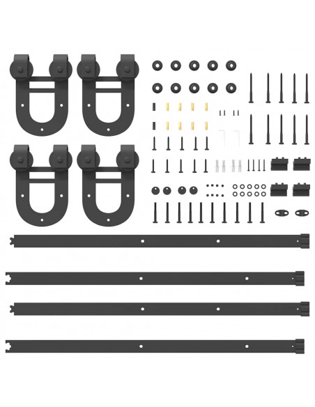 Kit di Binari per Porte Scorrevoli 183 cm Acciaio Nero