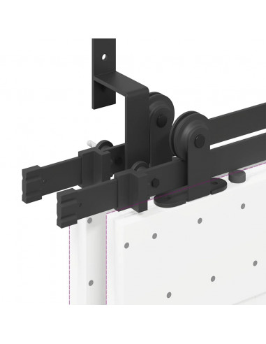 Kit di Binari per Porte Scorrevoli 213,5 cm Acciaio Nero