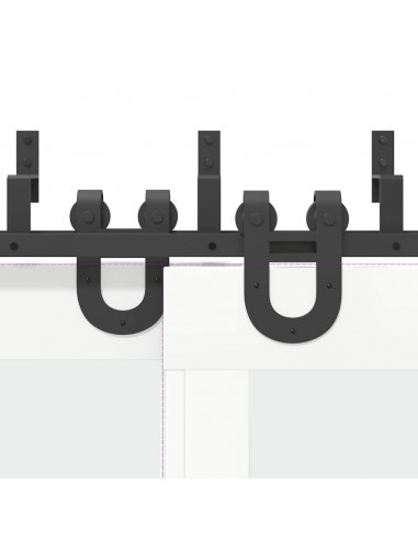 Kit di Binari per Porte Scorrevoli 183 cm Acciaio Nero