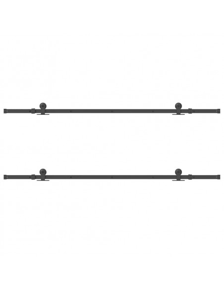 Kit di Binari per Porte Scorrevoli 213,5 cm Acciaio Nero