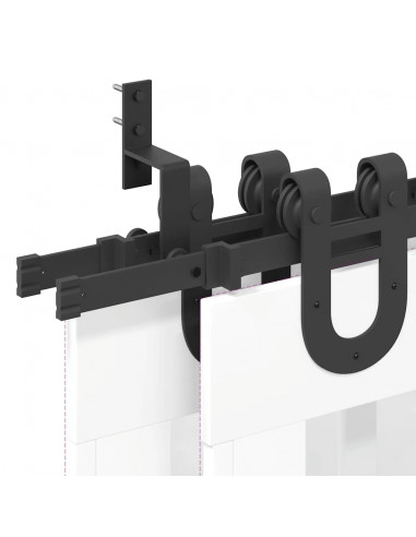 Kit di Binari per Porte Scorrevoli 183 cm Acciaio Nero