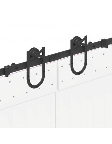 Kit di Binari per Porte Scorrevoli 183 cm Acciaio Nero