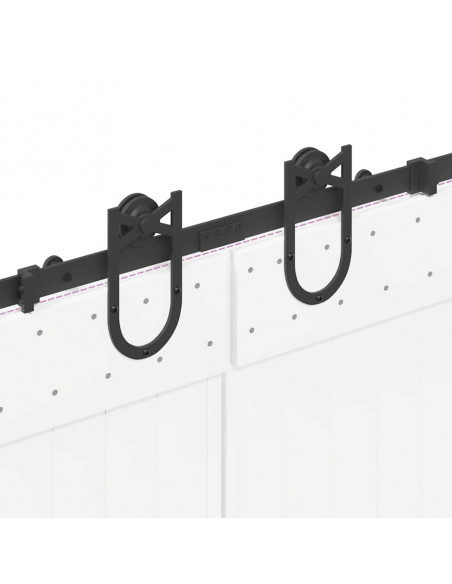 Kit di Binari per Porte Scorrevoli 183 cm Acciaio Nero