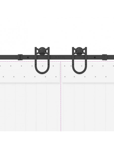 Kit di Binari per Porte Scorrevoli 183 cm Acciaio Nero