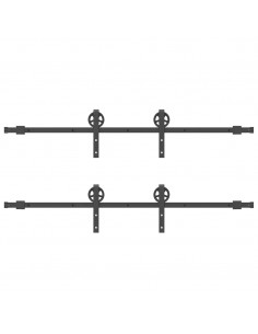 Kit di Binari per Porte Scorrevoli 183 cm Acciaio Nero