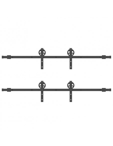 Kit di Binari per Porte Scorrevoli 183 cm Acciaio Nero