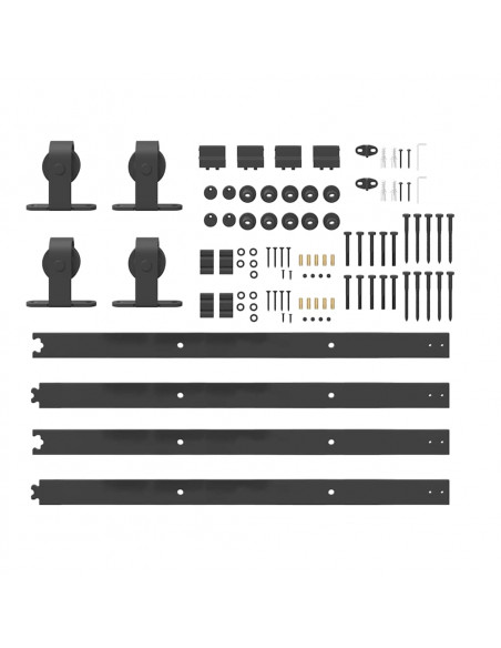 Kit di Binari per Porte Scorrevoli 213,5 cm Acciaio Nero