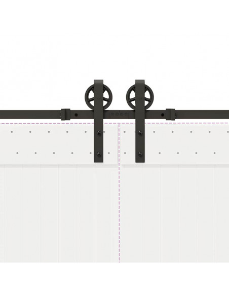 Kit di Binari per Porte Scorrevoli 183 cm Acciaio Nero