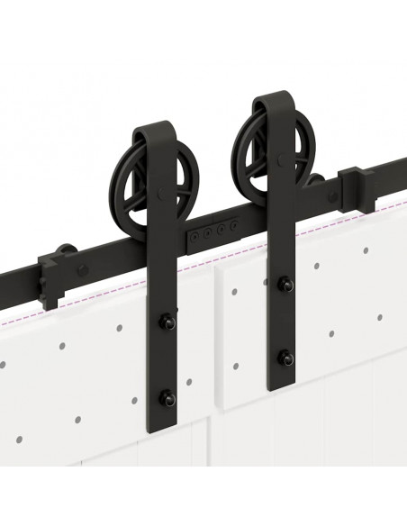 Kit di Binari per Porte Scorrevoli 183 cm Acciaio Nero