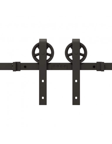 Kit di Binari per Porte Scorrevoli 183 cm Acciaio Nero