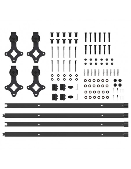 Kit di Binari per Porte Scorrevoli 213,5 cm Acciaio Nero