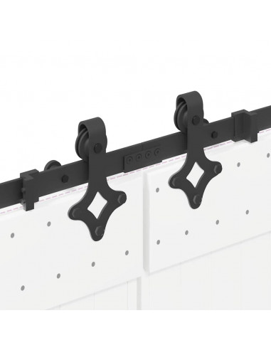 Kit di Binari per Porte Scorrevoli 213,5 cm Acciaio Nero