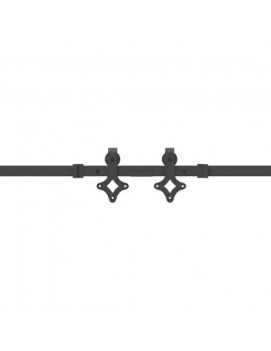 Kit di Binari per Porte Scorrevoli 213,5 cm Acciaio Nero