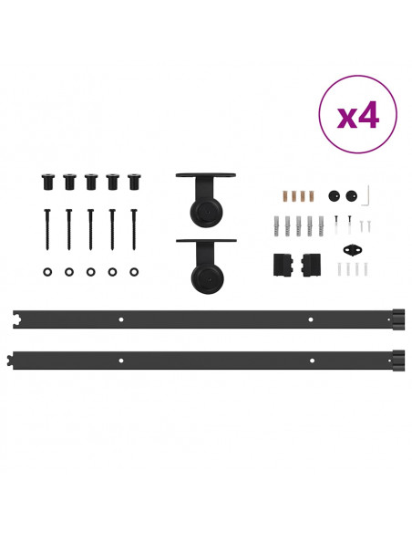 Kit di Binari per Porte Scorrevoli 213,5 cm Acciaio Nero