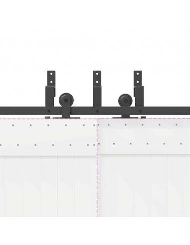 Kit di Binari per Porte Scorrevoli 213,5 cm Acciaio Nero