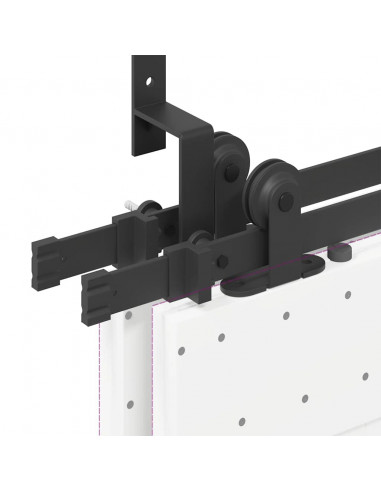 Kit di Binari per Porte Scorrevoli 213,5 cm Acciaio Nero