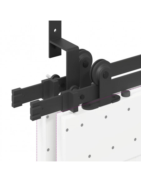 Kit di Binari per Porte Scorrevoli 213,5 cm Acciaio Nero