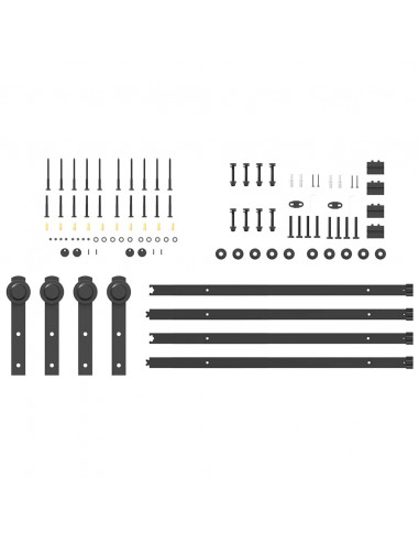 Kit di Binari per Porte Scorrevoli 213,5 cm Acciaio Nero