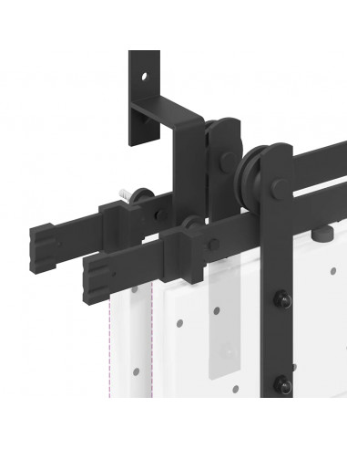 Kit di Binari per Porte Scorrevoli 213,5 cm Acciaio Nero