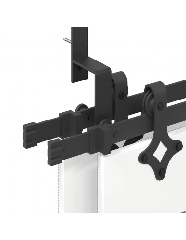 Kit di Binari per Porte Scorrevoli 213,5 cm Acciaio Nero