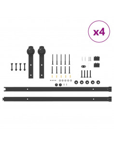 Kit di Binari per Porte Scorrevoli 213,5 cm Acciaio Nero