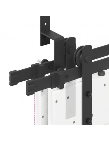 Kit di Binari per Porte Scorrevoli 213,5 cm Acciaio Nero