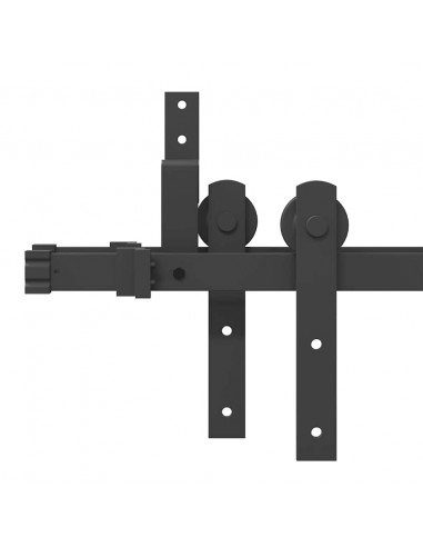Kit di Binari per Porte Scorrevoli 213,5 cm Acciaio Nero