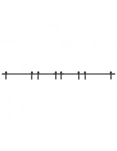 Kit di Binari per Porte Scorrevoli 200 cm Acciaio Nero