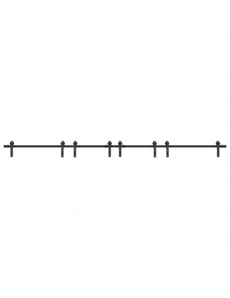 Kit di Binari per Porte Scorrevoli 200 cm Acciaio Nero