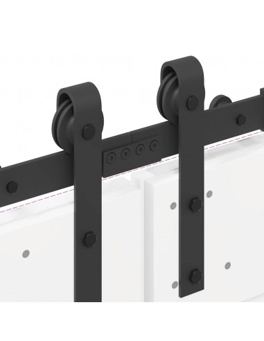 Kit di Binari per Porte Scorrevoli 200 cm Acciaio Nero