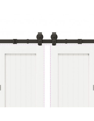 Kit di Binari per Porte Scorrevoli 200 cm Acciaio Nero