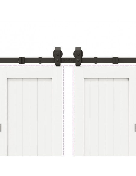 Kit di Binari per Porte Scorrevoli 200 cm Acciaio Nero
