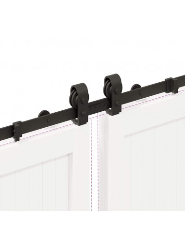 Kit di Binari per Porte Scorrevoli 200 cm Acciaio Nero
