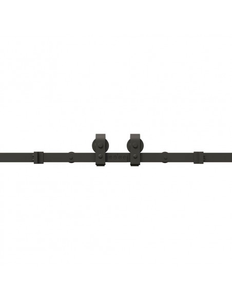 Kit di Binari per Porte Scorrevoli 200 cm Acciaio Nero