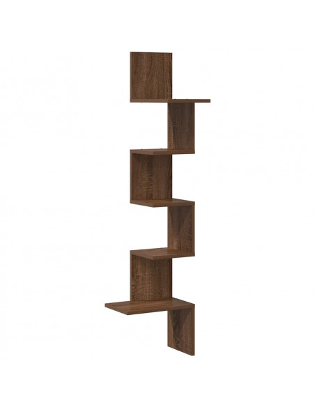 Mensola Angolare Parete Rovere Marrone 32x32x127,5cm Truciolato