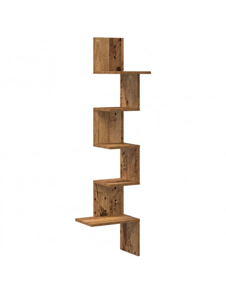 Mensola Angolare Legno Vecchio 32x32x127,5 cm Legno Multistrato