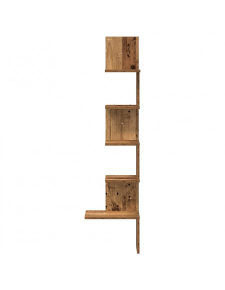 Mensola Angolare Legno Vecchio 32x32x127,5 cm Legno Multistrato