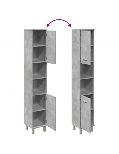 Mobile da Bagno Grigio Cemento 30x30x179 cm Legno Multistrato